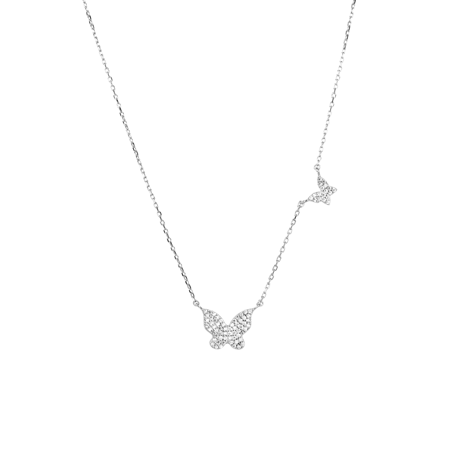 Silver White Butterfly Pendant Necklace | Classy Women Collection